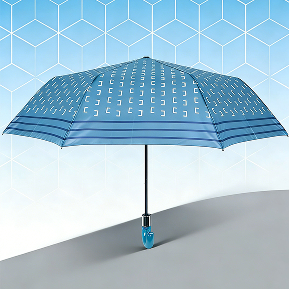 幾何紋彎鉤折疊傘